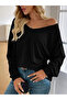 Women's long sleeve v neck batwing sleeve lace up back viscose blouse - 2