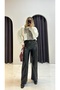 Wide Leg Faux Leather Trousers