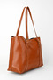 Women's Tan Medium-Size Faux Leather Handbag and Shoulder Bag with Snap and Zipper Closure - 3