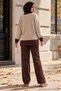 Two-Color Knitwear Set Mink Hm2962 - 2