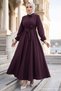 Belted Mevlana Dress in Plum Color Hm2105