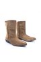 Genuine Suede Leather Pointed Toe Low Heeled Women's Camel Beige Color Suede Boots - 4