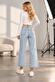 Women's High Waist Ankle Length Wide Leg Modern Cut Denim Jean Pants - 3