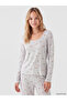Two Mt Shop Quality Lcw Young Gray Ribbed Patterned Long Sleeve Women's Pajama Set - 2