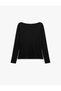 Viscose Slim Fit Back Detailed Crew Neck Long Sleeve Blouse - 5