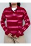 Striped Button Detail Knitwear Sweater - 3