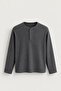 Kiearan - Dark Gray - Buttoned Collar - Long Sleeve Men's T-Shirt