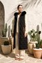 Detachable Hood and Fur Detail Inflatable Vest 710024 Black - 2