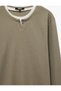 Cotton Pique Fabric High Collar Long Sleeve Sweatshirt - 3