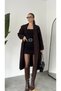 Women's Brown Belted Double-Breasted Cashmere Coat Long Oversize Wide Collar Winter Coat - 4