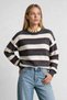 Striped Oversize Knitwear Sweater 4302 Lki̇0076 Anthracite Bone - 3