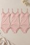 3-Piece Women's Lace Rope Strap Cotton Athlete Panties Underwear Set Powder
