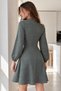Women's Dark Green Chinese Button Detailed Side Zipper Flared Dress Arm-27K001011 - 2