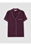 Two Mt Shop Quality Lcw Dream Purple Plain Short Sleeve Women's Pajama Set - 6
