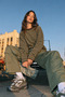 2265 Women's Striped Crew Neck Oversize Sweatshirt Pistachio Green