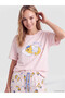 Two Mt Shop Quality Lcw Young Pink Combed Cotton Printed Short Sleeve Women's Pajama Set - 2