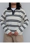 Striped Button Detail Knitwear Sweater - 2