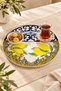 31 cm Lemon Patterned Round Glass Presentation Tray, Real Gold Gilded Edge, Tea and Coffee Serving Tray - 4