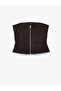 Strapless Collar Sleeveless Zippered Cashmere Corset Bustier - 2
