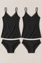 2-Piece Women's Lace Rope Strap Cotton Athlete Panties Underwear Set Black