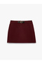 A-Line Plum-Colored Mini Skirt with Belt Detail