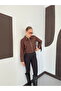 Women's Zippered Suede Jacket with Fringes on the Back - 5