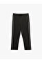 Three-Threaded, Ribbed, Belted, Lace-Up Sweatpants with Piping and Pockets