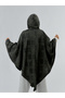 Khaki Poker Patterned Women's Poncho Coc3569 - 3