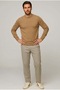 Men's Crew Neck Loose Caramel Knit Sweater - 4
