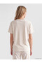 Alita City with a Difference from Lcw Dream Beige Combed Cotton Printed Short Sleeve Women's Pajama Set - 4