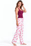 Women's Trend Casual Blouse Burgundy Patterned Pajama Set - 6