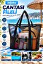 Black Mesh Beach Bag with Large Volume Pockets and Shoulder Strap, Sea Pool Picnic Bag