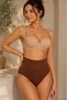 Night Black-Brown Women's Gathering High-Waisted Flexible 2-Piece Panties - 2