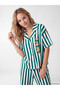 Two Mt Shop Quality Lcw Young Ecru Combed Cotton Striped Short Sleeve Women's Pajama Set - 2