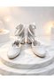 White Back-Tie Sparkling High-Heeled Evening Dress Shoes - 5