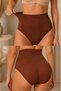 Night Brown Women's Gathering High-Waisted Flexible 3-Piece Panties - 6