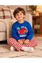 Girls' and Boys' 3-Thread Cotton Printed Sweatshirt Striped Pants Set - 2