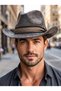 Men's Internally Adjustable Nubuck Cowboy Hat Trilby Hat - 5