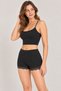 3-Piece Women's Lace Cotton Combed Cotton Camisole Boxer Shorts Panties Black - 3