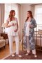 New Season Ecru Smoked Patterned Buttoned Special Design Lace Detailed Wide Strap 100% Cotton Maternity Pajama Set