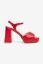 Women's Red Platform Heeled Shoes - 3