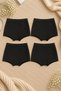 4-Pack Women's Extra High Waist Gathering Cotton Modal Panties Black