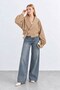 Women's Shawl Collar Metal Buckle Wide Sleeve Oversize Jacket - 2