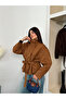 Women's Mock Neck Suede Trench Coat - 4