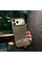 iPhone 18 Pro Max (6.9 Inch) Compatible Striped Suitcase Patterned Aluminum Lux Phone Case with Special Box