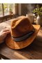 Women's Internally Adjustable Nubuck Cowboy Hat Trilby Hat - 6
