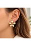 Gold Pearlescent Flower Earrings - 2