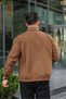 Tan Men's Cashmere Jacket with Zipper, Modern Cut - 4