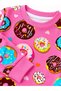 Girls 100% Cotton Pink Color Donuts Patterned Patterned Long Sleeve Winter Interlock Pajamas Set - 2