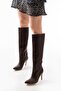 Zri̇nx-2004 Premium Brown Pointed Toe Thin Heeled Women's Boots 9.5 cm - 5